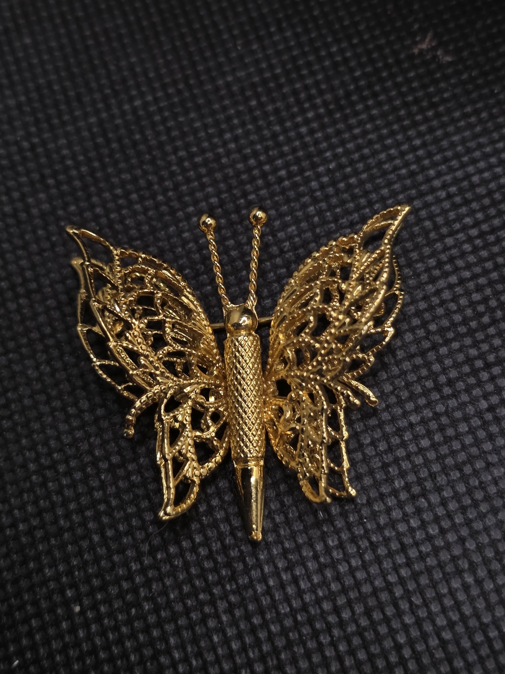 Vintage Monet Gold Tone Butterfly Brooch Pin
